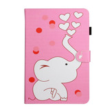 For 7 inch Universal Tablet PC Colored Drawing Pattern Horizontal Flip PU Leather Case with Holder & Card Slot(Loving Elephant)