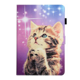 For 8 inch Universal Tablet PC Colored Drawing Pattern Horizontal Flip PU Leather Case with Holder & Card Slot(Starry Cat)