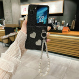 For OPPO Find N2 Flip Gradient Color Glitter Shockproof Protective Phone Case With Bead Chain(Black)