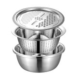 3 in 1 Stainless Steel Multifunctional Grater Kitchen Draining And Washing Basin Set(28cm)