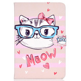 For 10 inch Universal Tablet PC Colored Drawing Pattern Horizontal Flip PU Leather Case with Holder & Card Slot(Glasses Cat)