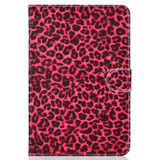 For 7 inch Universal Tablet PC Colored Drawing Pattern Horizontal Flip PU Leather Case with Holder & Card Slot(Red Pink Leopard)