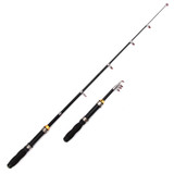 36cm Portable Telescopic Sea Fishing Rod Mini Fishing Pole, Extended Length : 2.1m, Black Tube-type Reel Seat