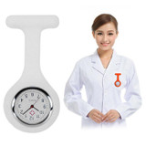 Portable Silicone Nurse Round Quartz Wristwatch Watch with Pin(White)