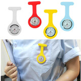 Portable Silicone Nurse Round Quartz Wristwatch Watch with Pin(White)