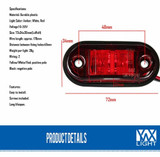 10-30V Oval Clearing Truck Trailer Side Marker Light (Red)