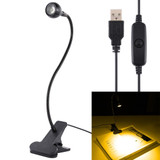 3W 360 Degree Rotation USB Metal Flexible Neck  LED Light with Switch & Clip (Warm White Light Black)