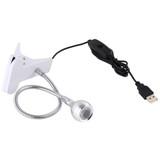 3W 360 Degree Rotation USB Metal Flexible Neck LED Light with Switch & Clip (White Light Silver)