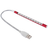 10-LED Portable Ultra Bright USB LED Light(Red)