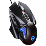 YINDIAO G10 7200DPI 7-modes Adjustable 7-keys RGB Light Wired Metal Mechanical Hard Core Macro Mouse, Style: Audio Version(Black)