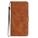 For Xiaomi Redmi Note 11 5G Seven Butterflies Embossed Leather Phone Case(Brown)