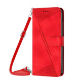For Xiaomi Poco X4 Pro 5G Dream Triangle Leather Phone Case with Lanyard(Red)
