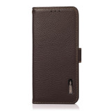 For Xiaomi Redmi K60 Ultra / 13T KHAZNEH Side-Magnetic Litchi Genuine Leather RFID Phone Case(Brown)