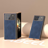 For Xiaomi Mix Fold 3 Nano Plating Cowhide Texture PU Phone Case(Blue)