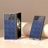 For Xiaomi Mix Fold 3 Nano Plating Weave Plaid Texture PU Phone Case(Blue)