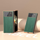 For Xiaomi Mix Fold 3 Nano Plating Wood Texture PU Phone Case(Green)