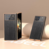 For Xiaomi Mix Fold 3 Nano Plating Wood Texture PU Phone Case(Black)