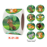 Roll Children Animal Cartoon Stickers Holiday Decoration Label, Size: 3.8cm / 1.5inch(K-31-38)