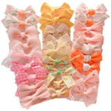 10pcs /Set  Big Bow Flower Elastic Hairbands Children Girls Sweet Hair Ties, Style: Pink Series