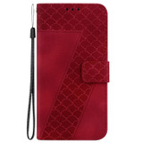 For OPPO Reno9 Pro 7-shaped Embossed Leather Phone Case(Red)