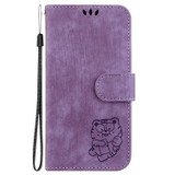 For Realme 10 4G Little Tiger Embossed Leather Phone Case(Purple)