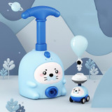 Children Educational Pneumatic Air Powered Car Balloon Scooter Toy Blue Seal(1 Car 6 Balloons+Flying)