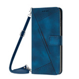 For Realme 10 Pro 5G Dream Triangle Leather Phone Case with Lanyard(Blue)