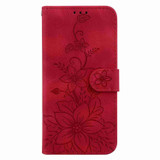 For Realme 10 Pro 5G Lily Embossed Leather Phone Case(Red)