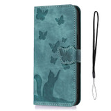 For Xiaomi Redmi Note 12 4G Global Butterfly Cat Embossing Flip Leather Phone Case(Wathet)