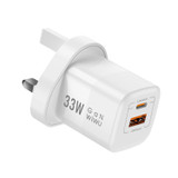 WIWU Wi-U008 33W USB + USB-C / Type-C Dual Ports GaN Travel Fast Charger, UK Plug(White)