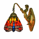 Retro Stained Glass Living Room Dining Room Bedroom Bar Club Aisle Wall Lamp (US Plug)