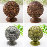 Retro Metal Spherical Ashtray With Lid Home Living Room Decoration Ornaments(Eagle Ancient Tin)