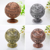 Retro Metal Spherical Ashtray With Lid Home Living Room Decoration Ornaments(Dragon Bronze)