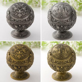 Retro Metal Spherical Ashtray With Lid Home Living Room Decoration Ornaments(Tin Color Rose)