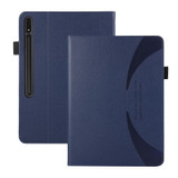For Samsung Galaxy Tab S9 Ultra / S8 Ultra Litchi Texture Leather Sucker Tablet Case(Dark Blue)
