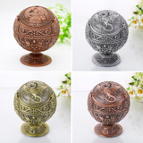 Retro Metal Spherical Ashtray With Lid Home Living Room Decoration Ornaments(Dragon Tin)
