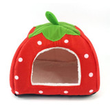 Strawberry Shaped Foldable Short Plush Pet House Nest, Size: L(Red)