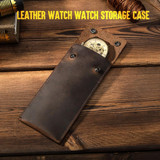 CONTACTS FAMILY CF1110 Universal Crazy Horse Leather Watch Protective Case Storage Bag for Apple Watch (Coffee)