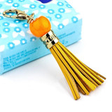 LS02 Cowhide Tassel Keychain Car Hanging Bag Pendant (Yellow)