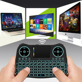 MT08 2.4GHz Mini Wireless Air Mouse QWERTY Keyboard with Colorful Backlight & Touchpad & Multimedia Control for PC, TV(Black)