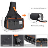 PULUZ Triangle Style SLR Camera Bag Sling Waterproof Backpack Shoulder Messenger Bags with Removable Lens Bag(Black)