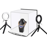 PULUZ 30cm Folding Portable Ring Light Photo Lighting Studio Shooting Tent Box Kit with 6 Colors Backdrops (Black, White, Yellow, Red, Green, Blue), Unfold Size: 31cm x 31cm x 32cm