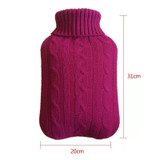 Hot Water Bottle Solid Color Knitting Cover (Without Hot Water Bottle) Water-filled Hot Water Soft Knitting Bottle Velvet Bag(Wine red)