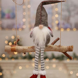 Cute Sitting Faceless Long-legged Elf Doll Christmas Decoration(Grey)