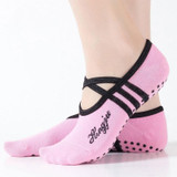 1 Pair Sports Yoga Socks Slipper for Women Anti Slip Lady Damping Bandage Pilates Sock(Pink)