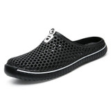 Fashion Breathable Hollow Sandals Couple Beach Sandals, Shoe Size:45(Black)