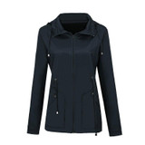 Raincoat Waterproof Clothing Foreign Trade Hooded Windbreaker Jacket Raincoat, Size: M(Navy)(Navy)