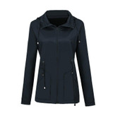 Raincoat Waterproof Clothing Foreign Trade Hooded Windbreaker Jacket Raincoat, Size: XXXL(Navy)(Navy)