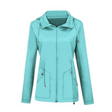 Raincoat Waterproof Clothing Foreign Trade Hooded Windbreaker Jacket Raincoat, Size: L(Water Blue)(Water Blue)