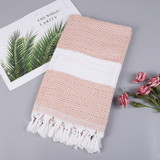 Striped Cotton Bath Towel With Tassels Thin Travel Camping Bath Sauna Beach Gym Pool Blanket Absorbent Easy Care(Peruvian Color)